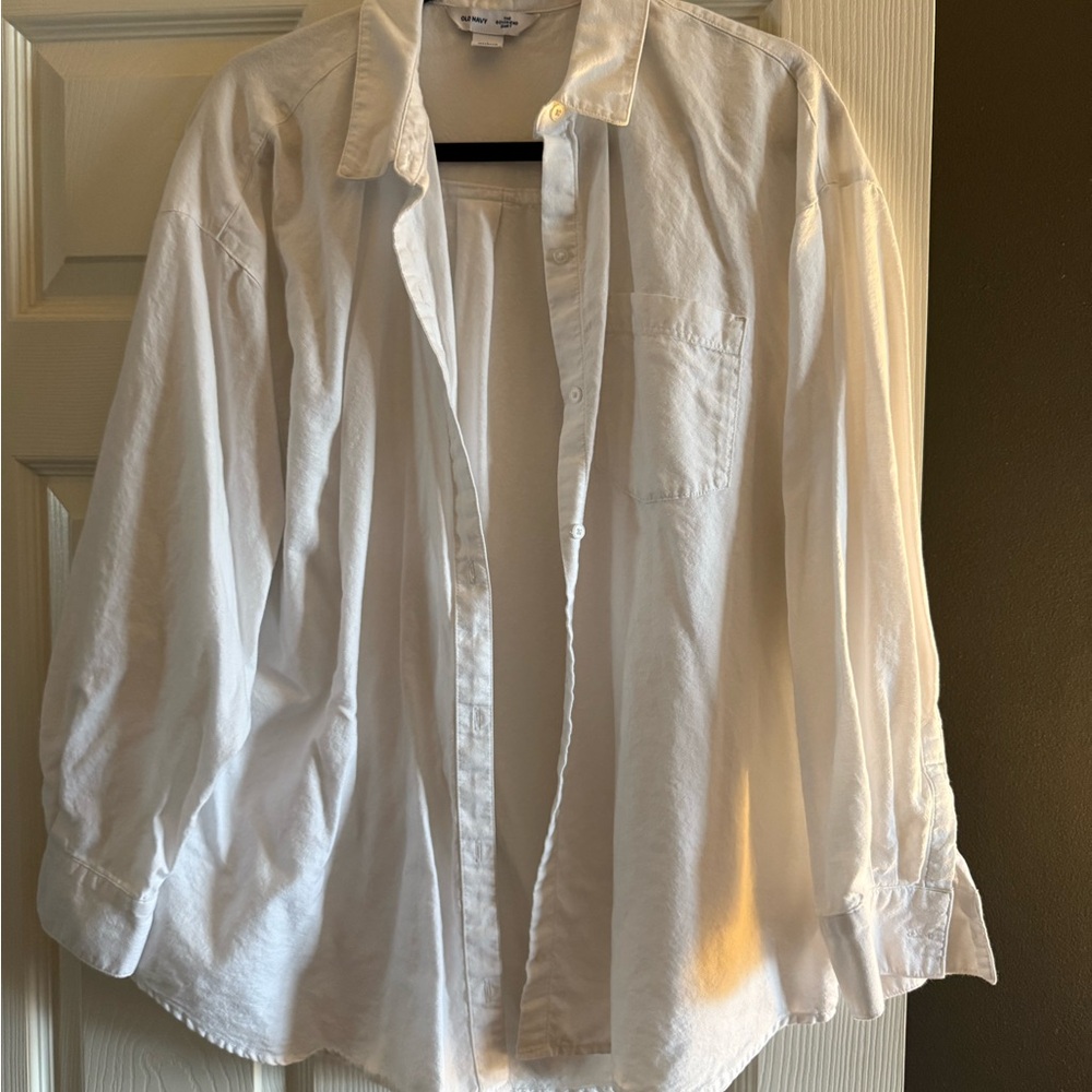 Old Navy Cream Boyfriend Shirt